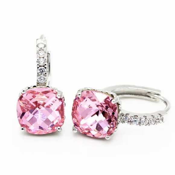 Justine’s Chic Boutique Jewelry - .925 Sterling Silver Pink Sapphire & CZ Earrings